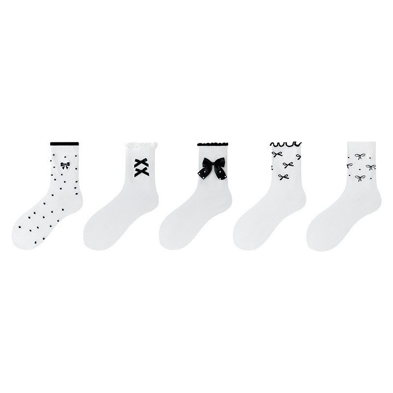 Custom Hot-sale Women Summer Crew Socks Bow Socks (4).jpg