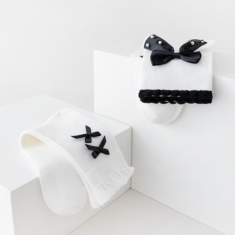 Custom Hot-sale Women Summer Crew Socks Bow Socks (2).jpg