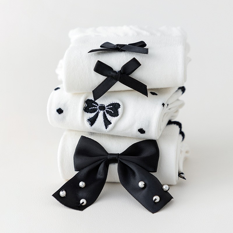 Custom Hot-sale Women Summer Crew Socks Bow Socks (3).jpg