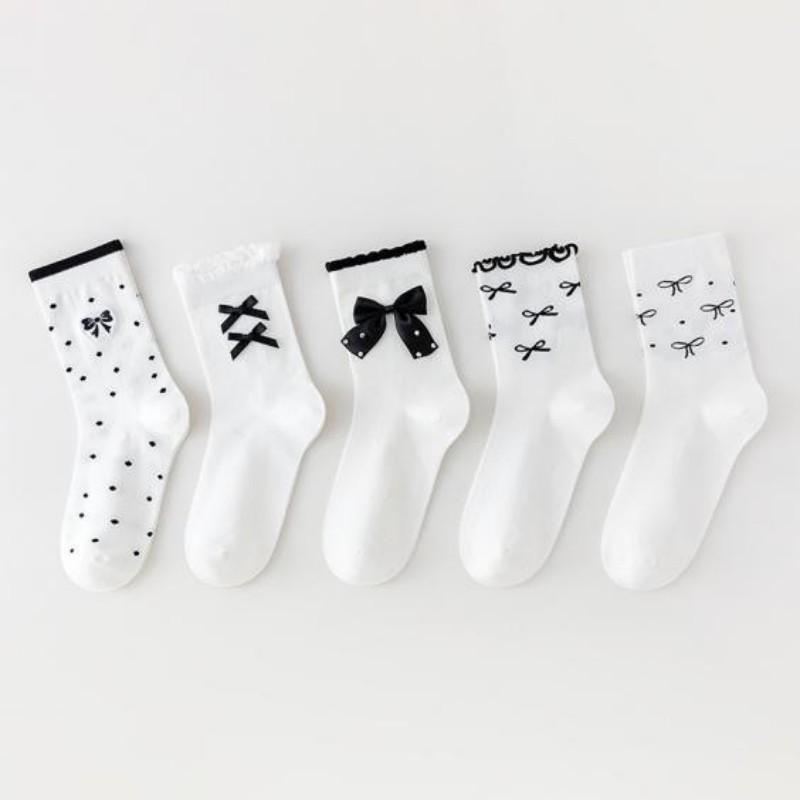 Custom Hot-sale Women Summer Crew Socks Bow Socks (1).jpg
